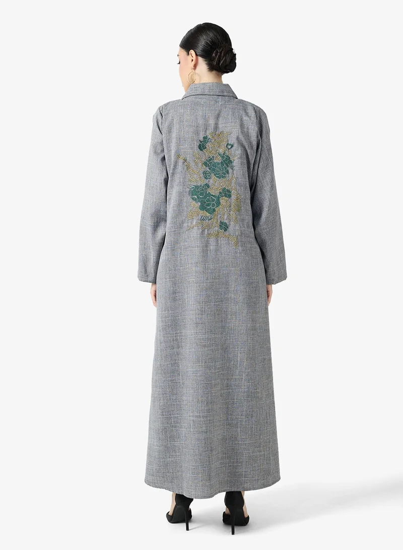 hayas closet  Embroidered Abaya With Sheila for Women | Best Price UAE